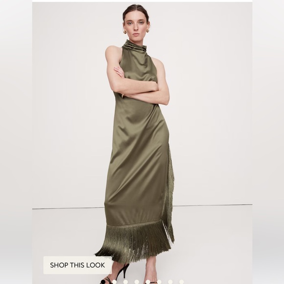 green emerald velvet dress Banana Republic Emerald Green Silk-Blend Shift Dress